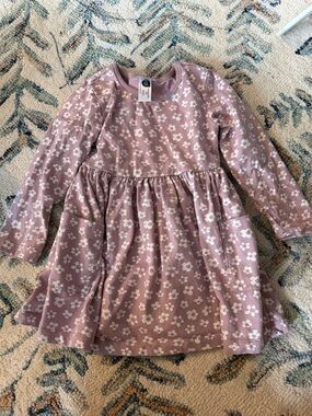 Hanna Andersson Mauve Pink Floral Long-Sleeve Dress